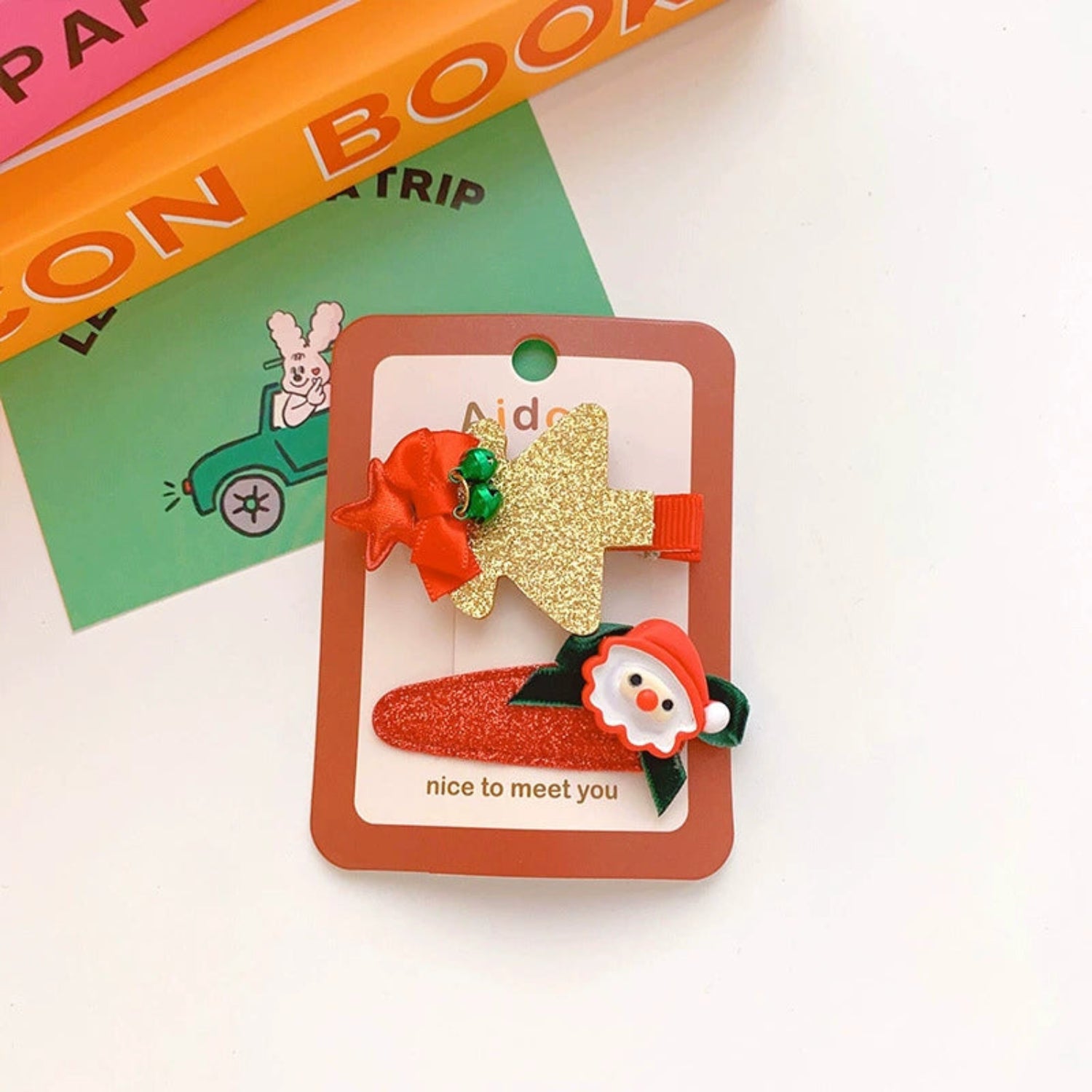 Just Lil Things Santa & Christmas Tree Hair Clip Set (Pack of 2) jltc0132