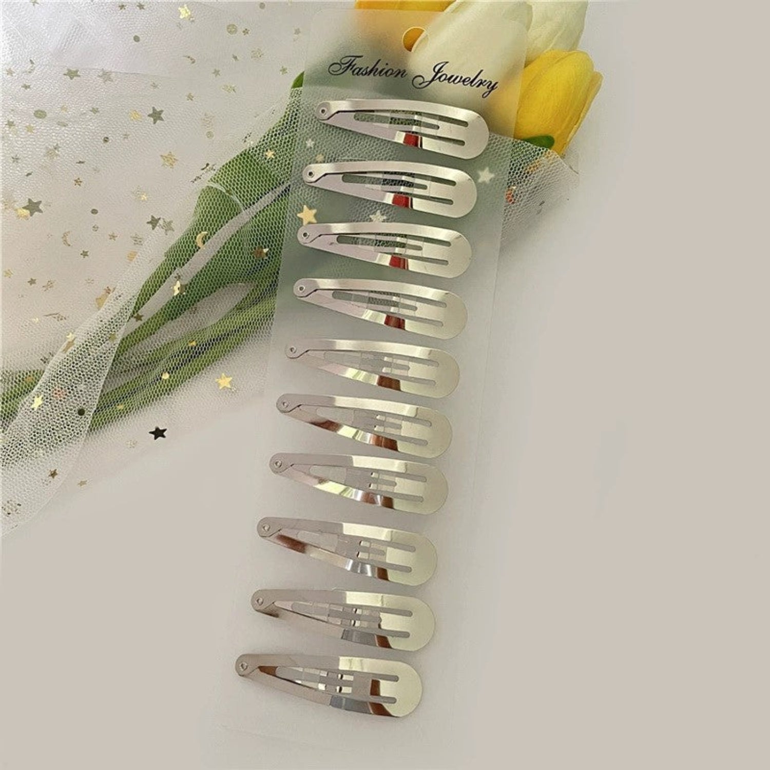 10-Piece Large Silver Snap Clips JLTC0143