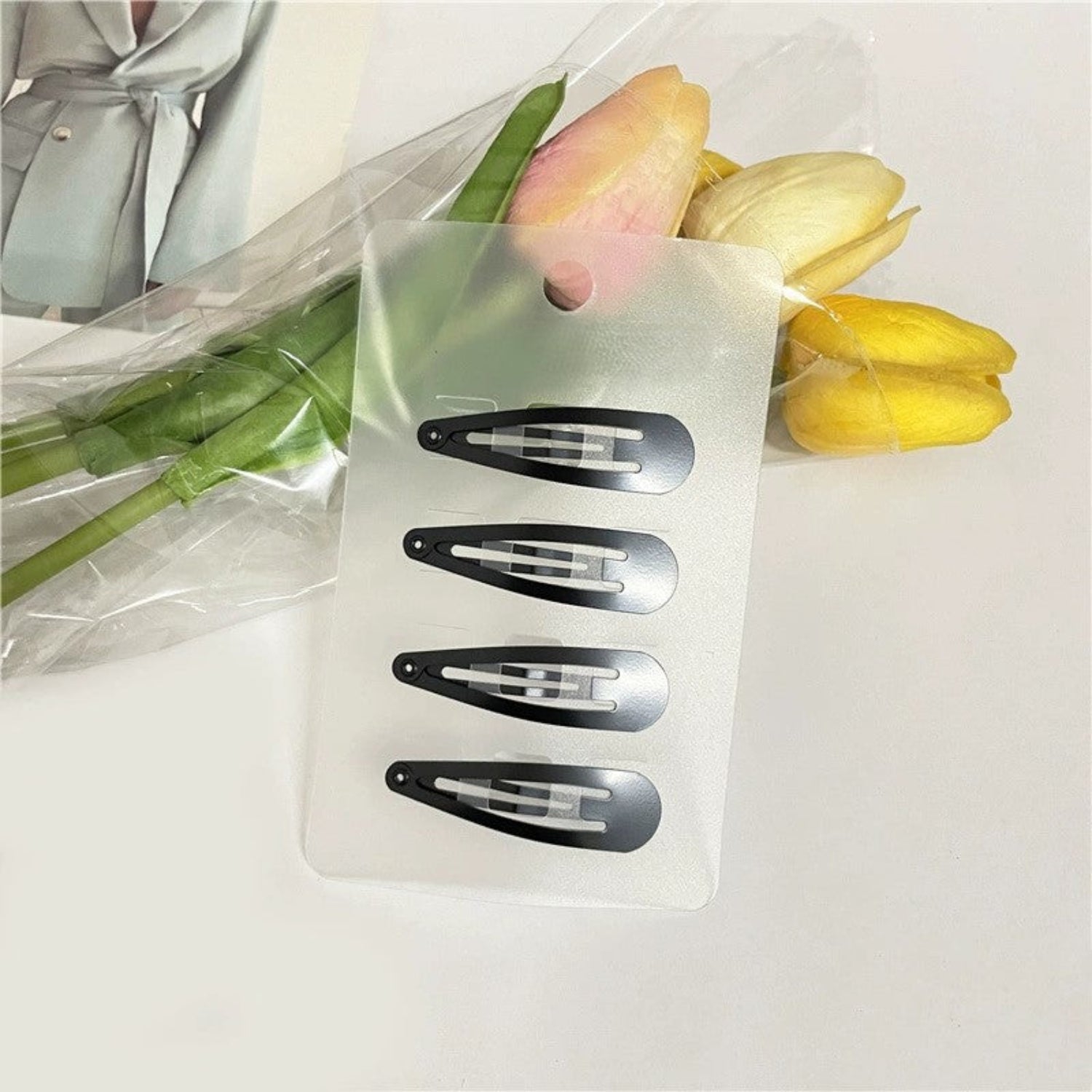 4-Piece Black Oval Snap Clips JLTC0148