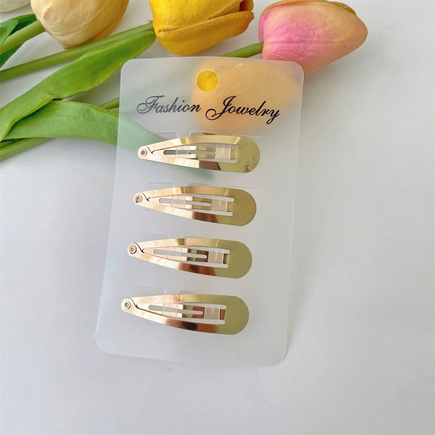 4-Piece Polished Gold Snap Clips JLTC0150