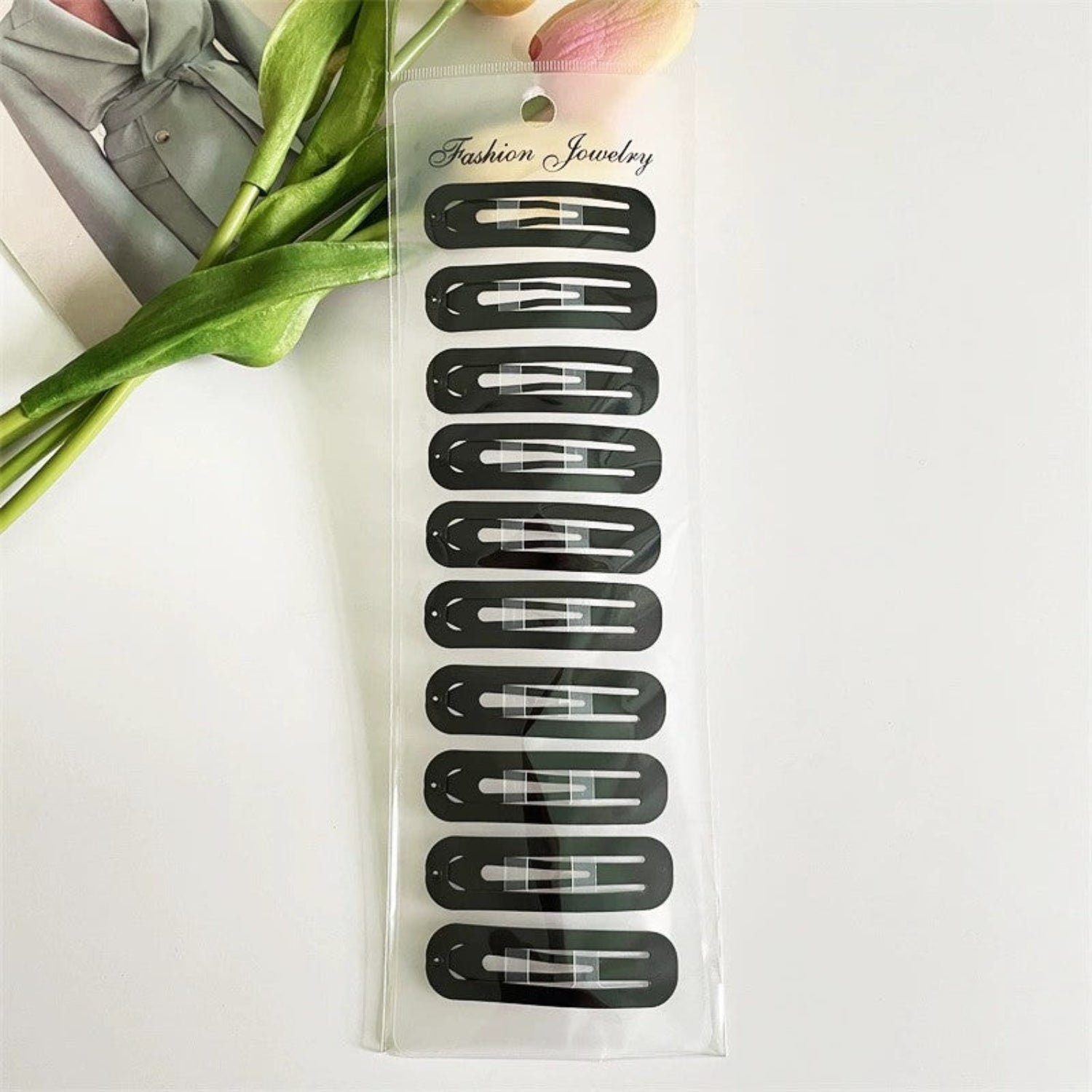 10-Piece Black Matte Rectangular Clips JLTC0152