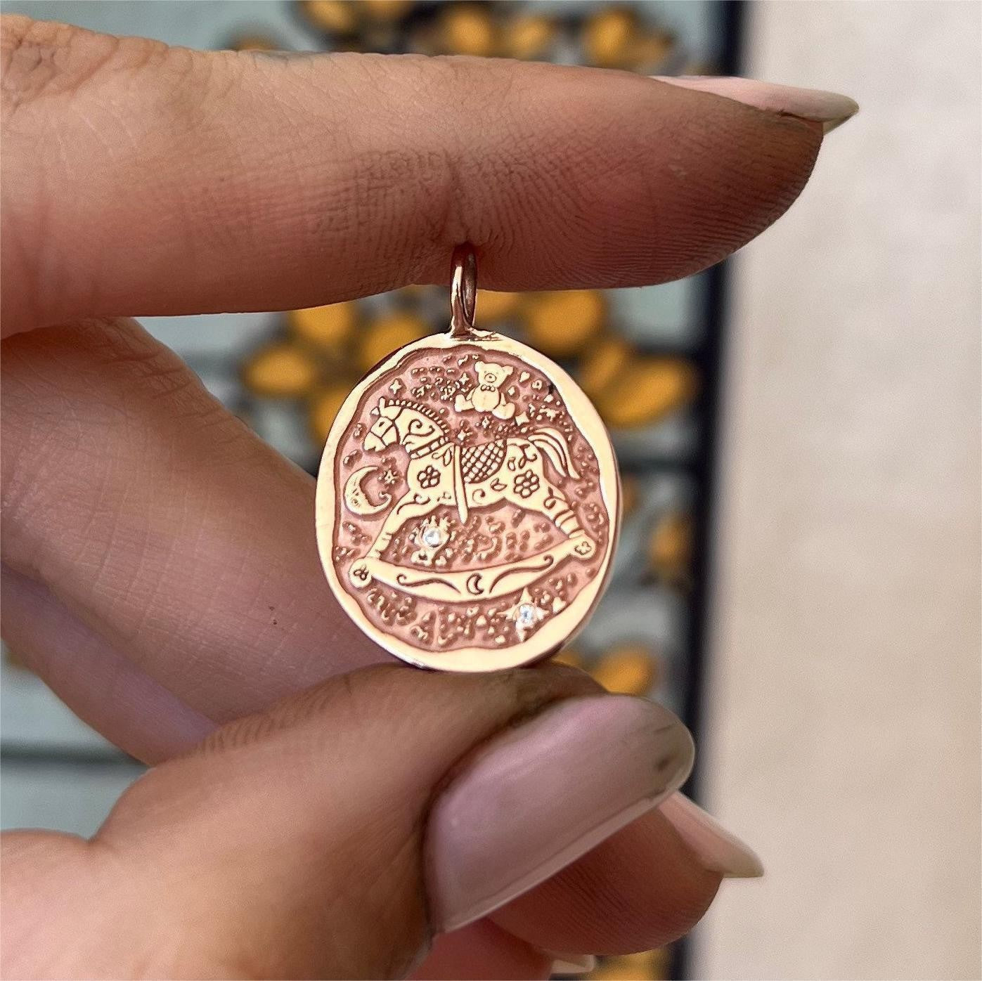Medieval Horse Pendant Rose Gold Necklace JLTN1227