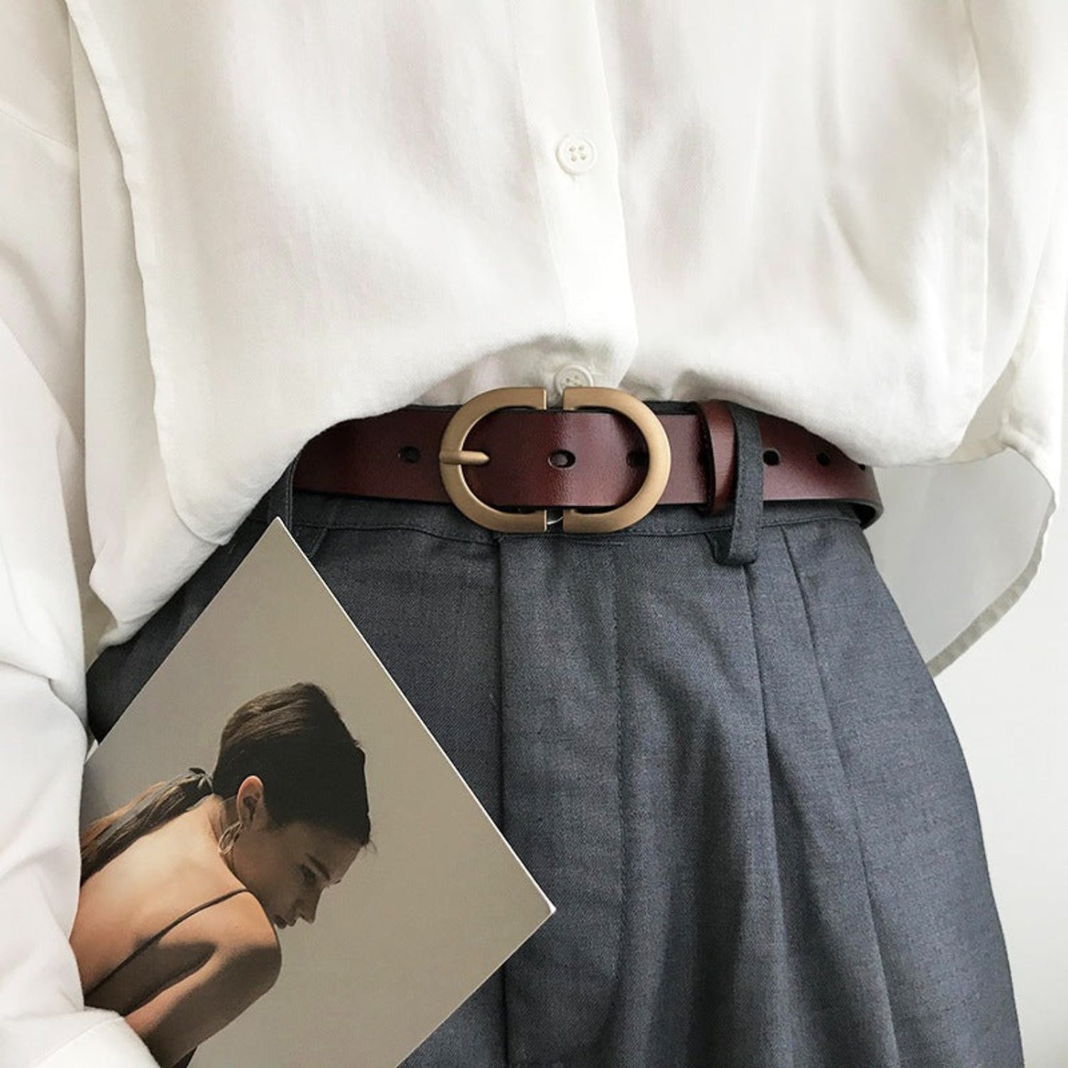 Double-D Buckle Leather Belt JLTHB0081