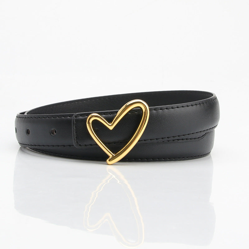 Love buckle belt, elegant and fashionable women's jeans dress