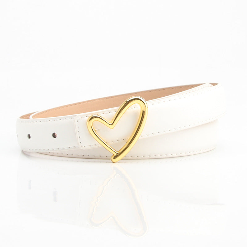 Love buckle belt, elegant and fashionable women's jeans dress