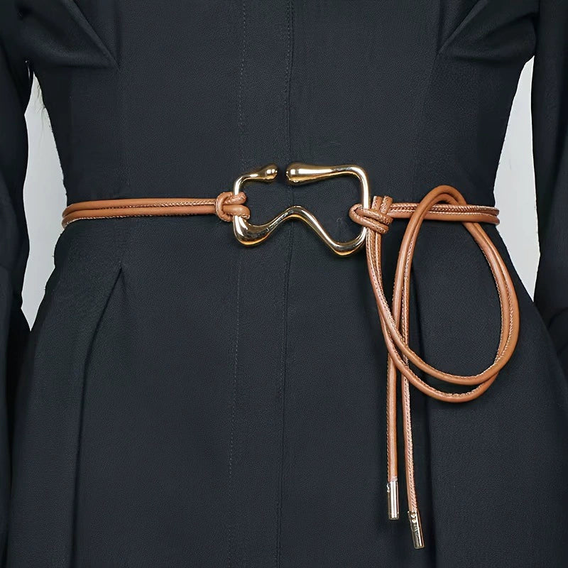 Summer high-end small belt decoration dress suit leather rope knotted strap thin waist chain fashion belt JLTHB0265
