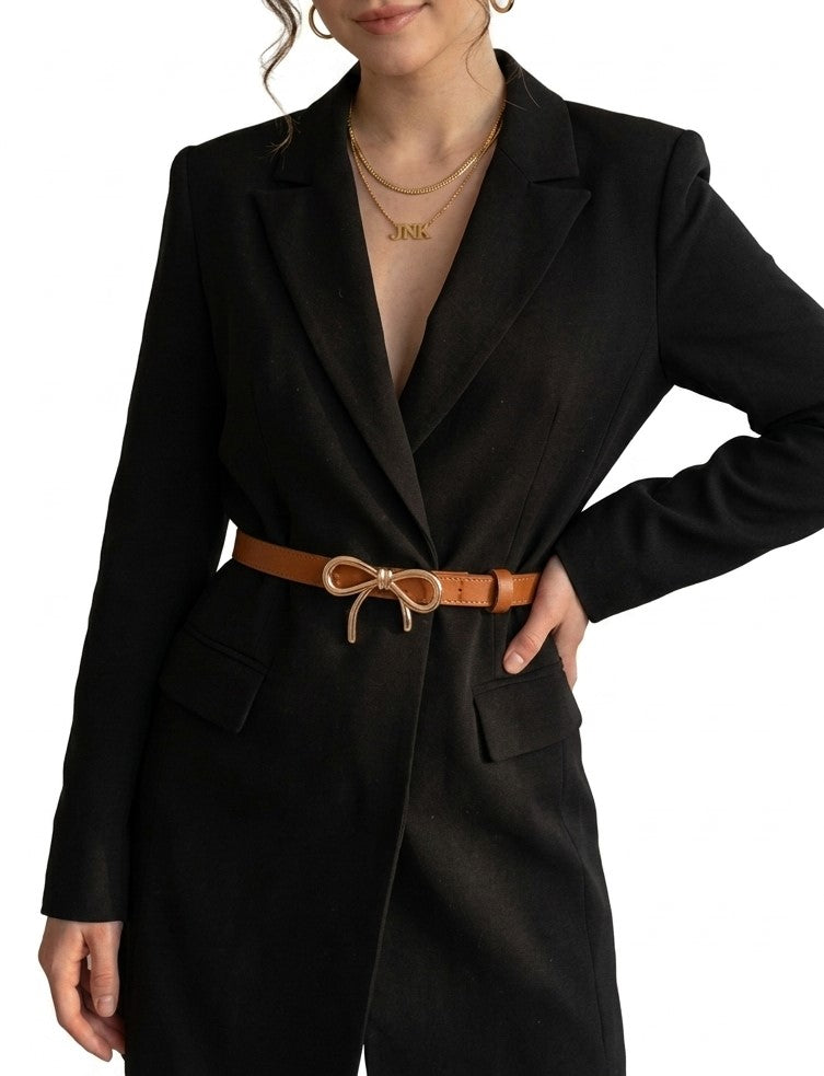 Gold Bow Buckle Brown Belt JLTHB0293