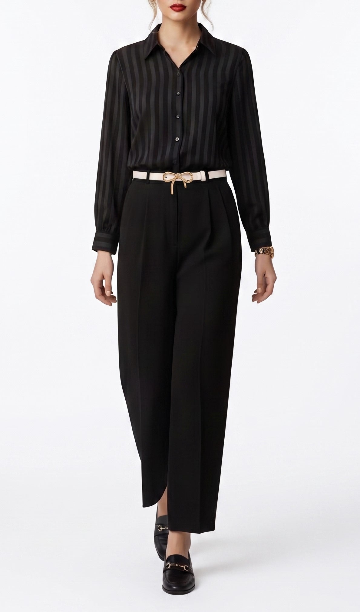 Gold Bow Buckle White Belt JLTHB0294