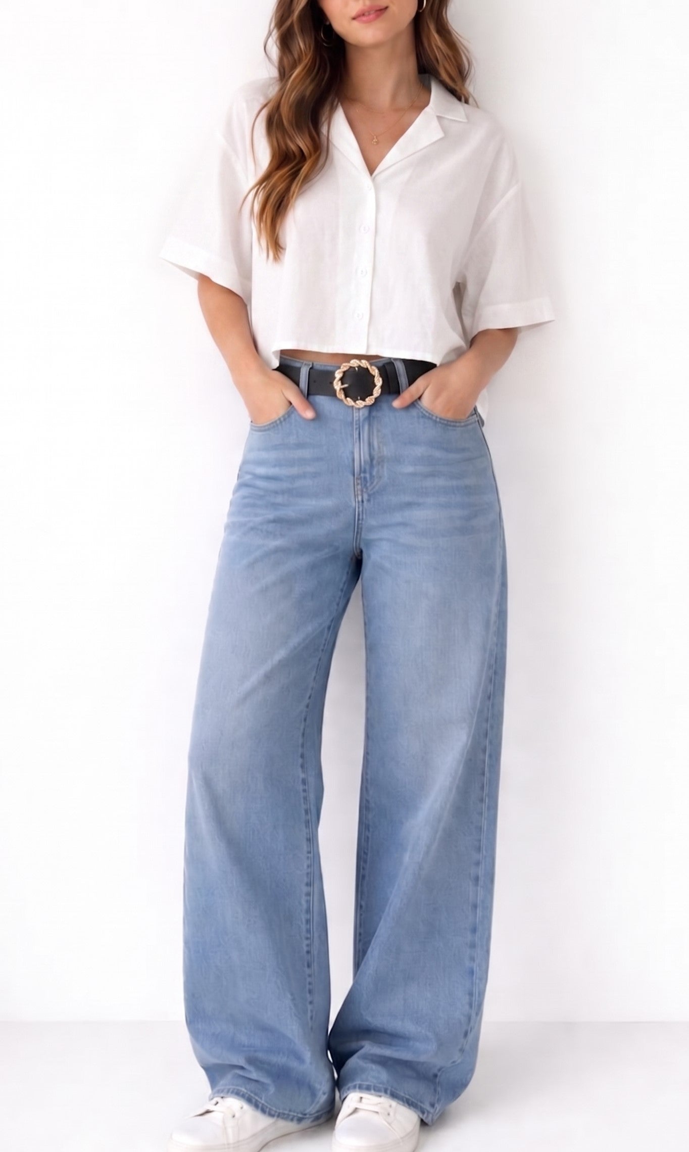 Twisted Round Buckle Black Belt JLTHB0296