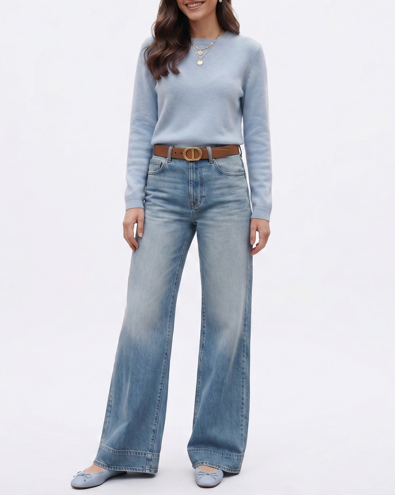 Oval Gold Buckle Brown Belt JLTHB0303