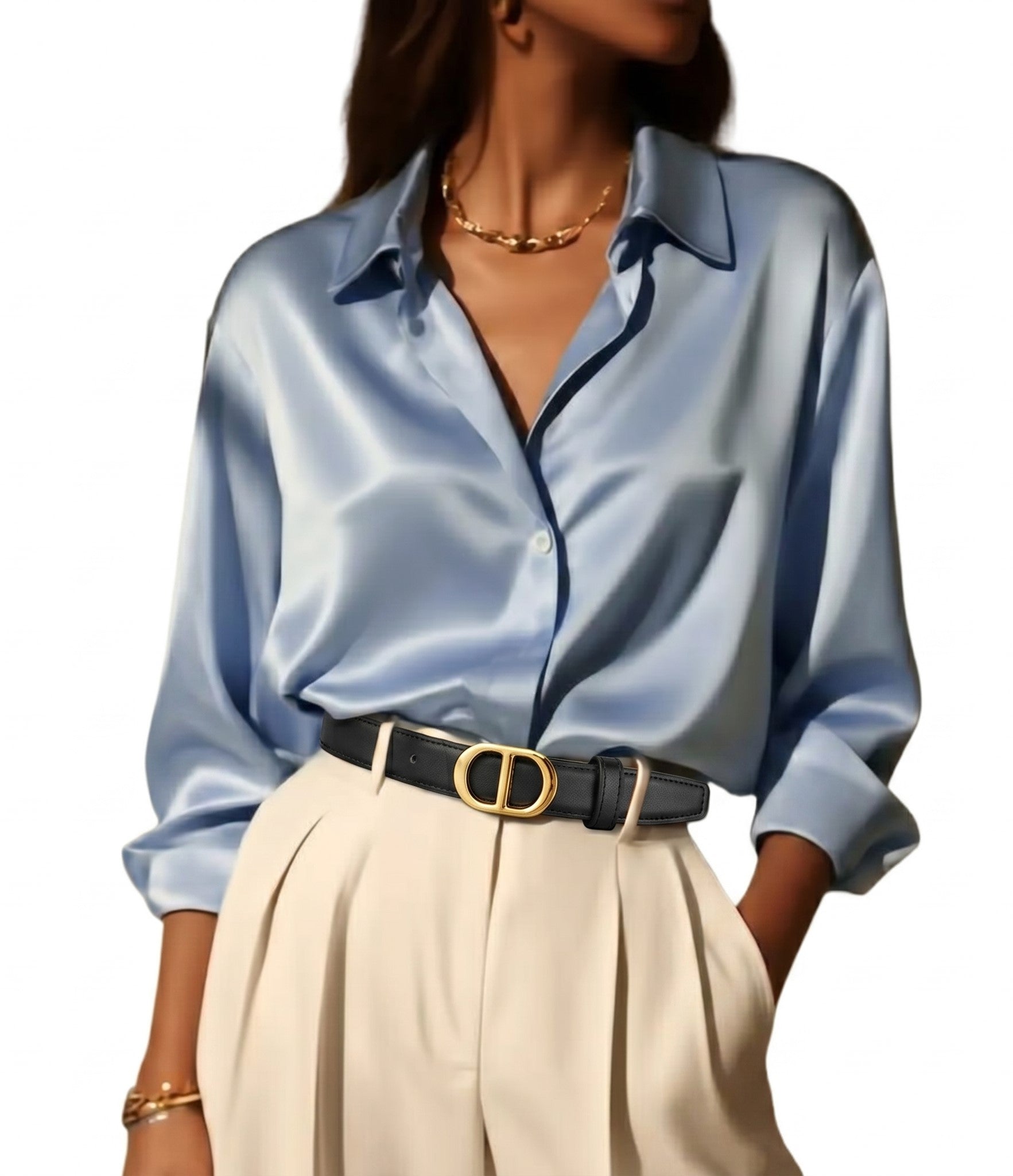 Oval Gold Buckle Black Belt JLTHB0304