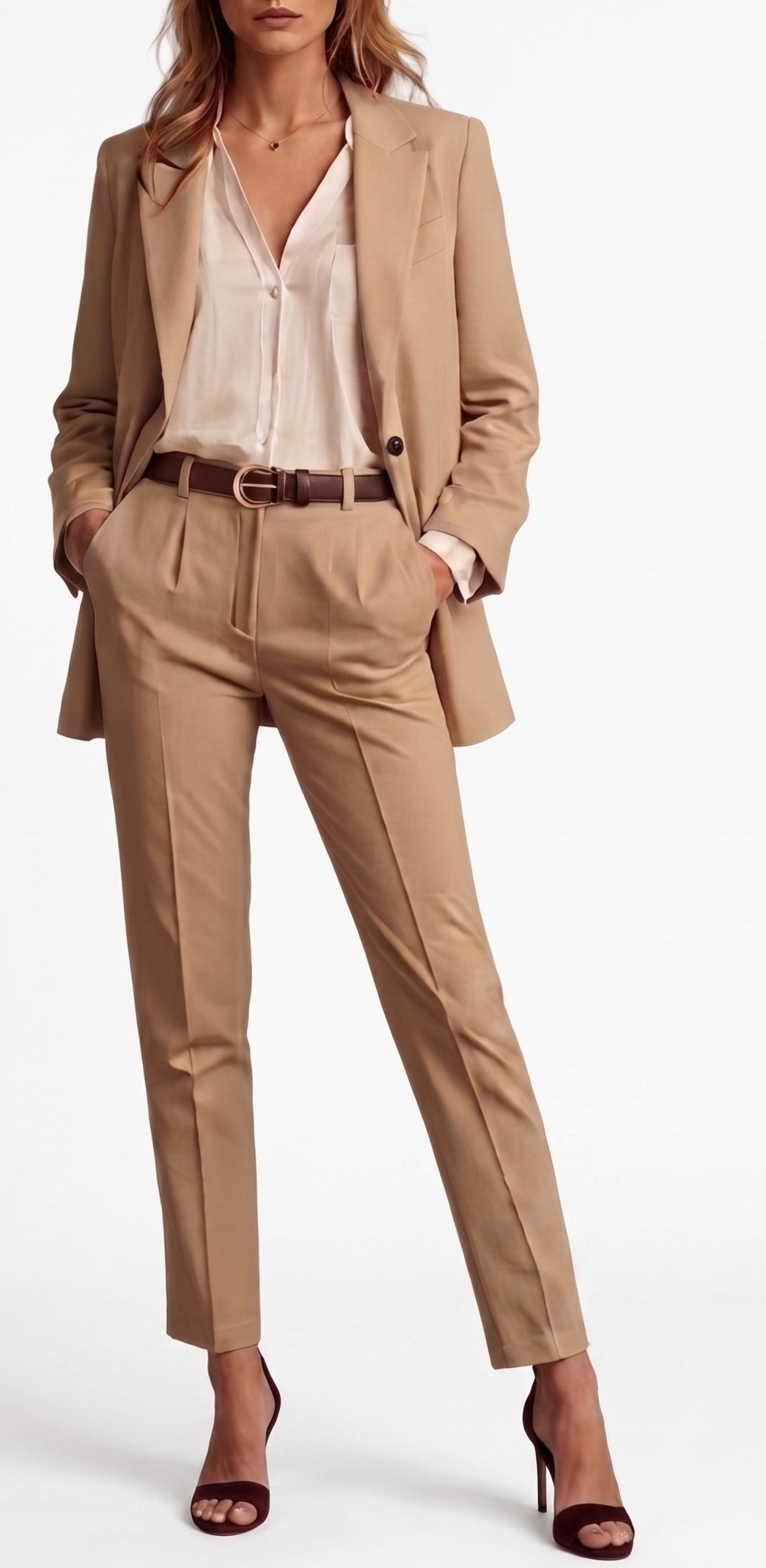 Buckle Slim Coffee Belt JLTHB0322
