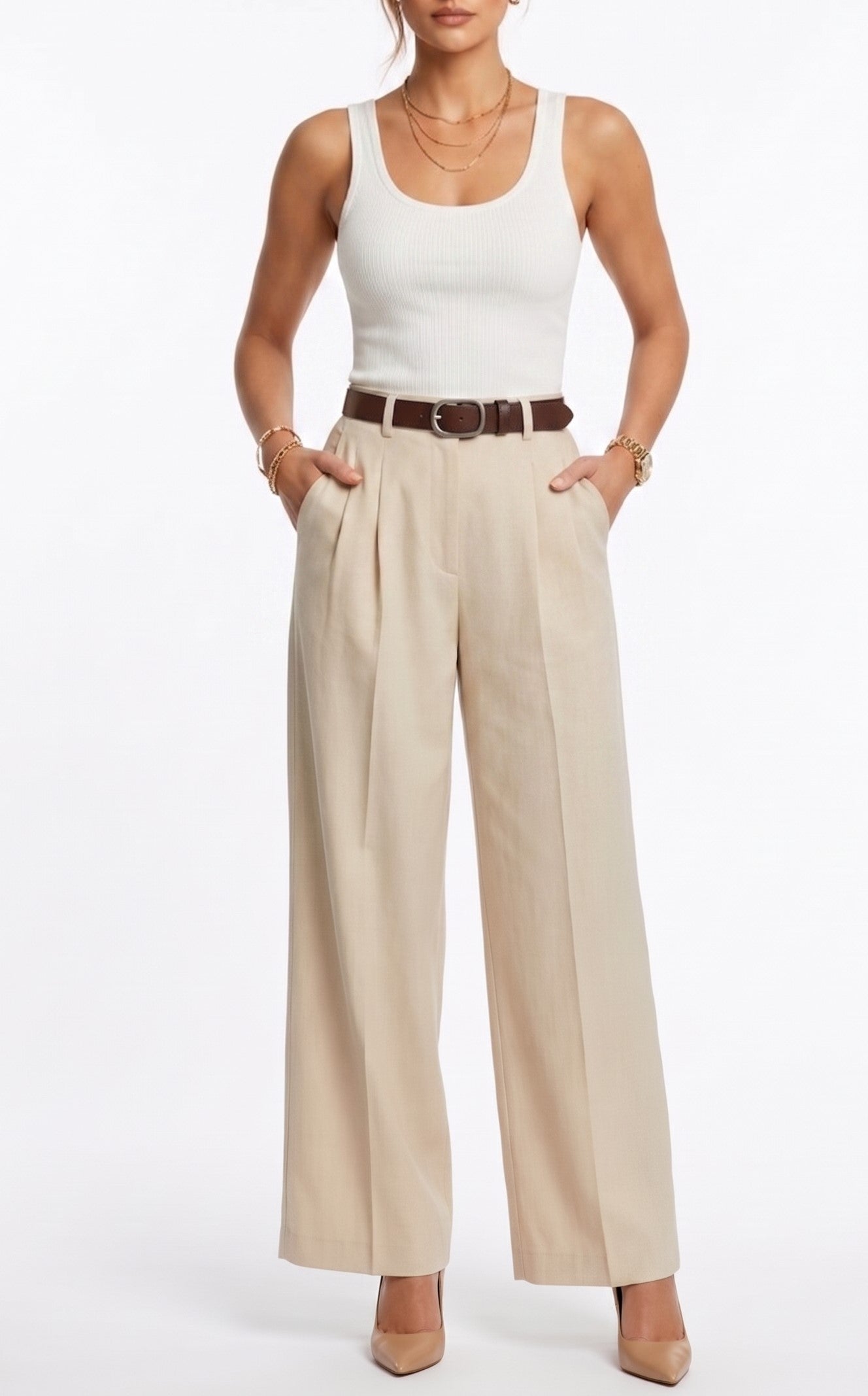 Matte Silver D-Buckle Coffee Brown Belt  JLTHB0344