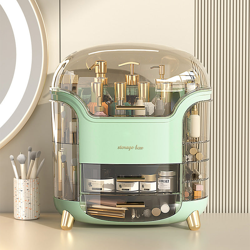 Organizer with Dustproof Cover - Luxurious Cosmetic Storage Tower for Skincare and Beauty Essentials
