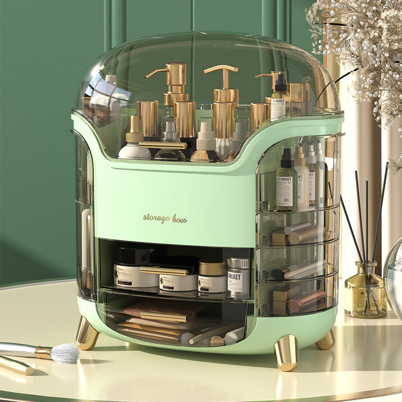 Organizer with Dustproof Cover - Luxurious Cosmetic Storage Tower for Skincare and Beauty Essentials