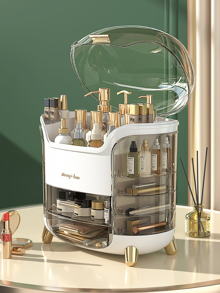 Organizer with Dustproof Cover - Luxurious Cosmetic Storage Tower for Skincare and Beauty Essentials
