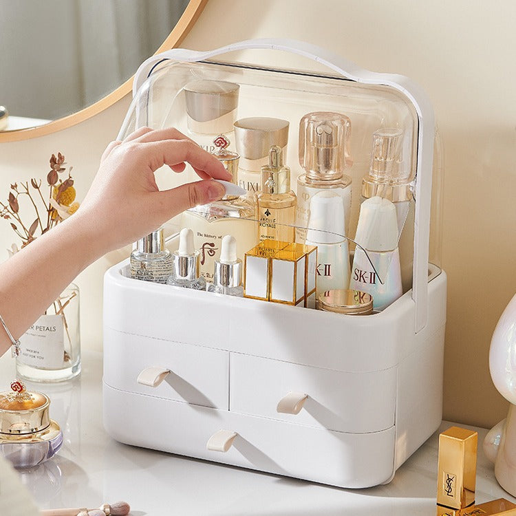 Bedroom dustproof cosmetics large capacity home bathroom desktop organization dressing table lipstick skin care