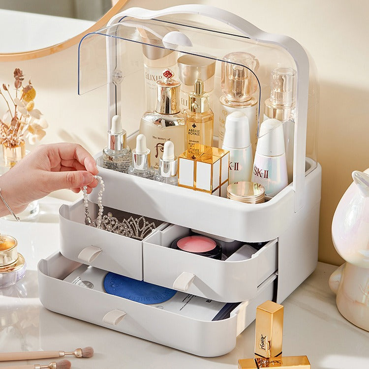 Bedroom dustproof cosmetics large capacity home bathroom desktop organization dressing table lipstick skin care
