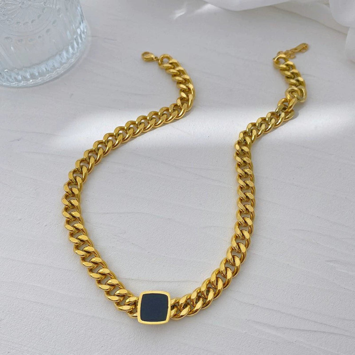 Cuban Necklace with Black Pendant JLTN0577