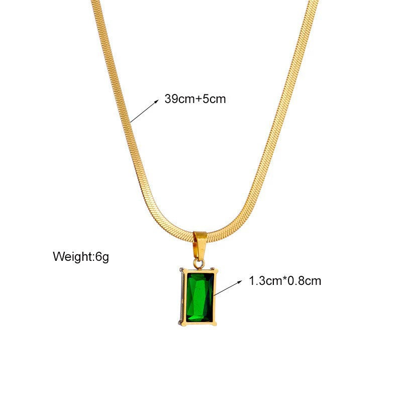 Elegant Flat Chain Necklace with Emerald Pendant – Stunning Jewelry for Women jltn0610