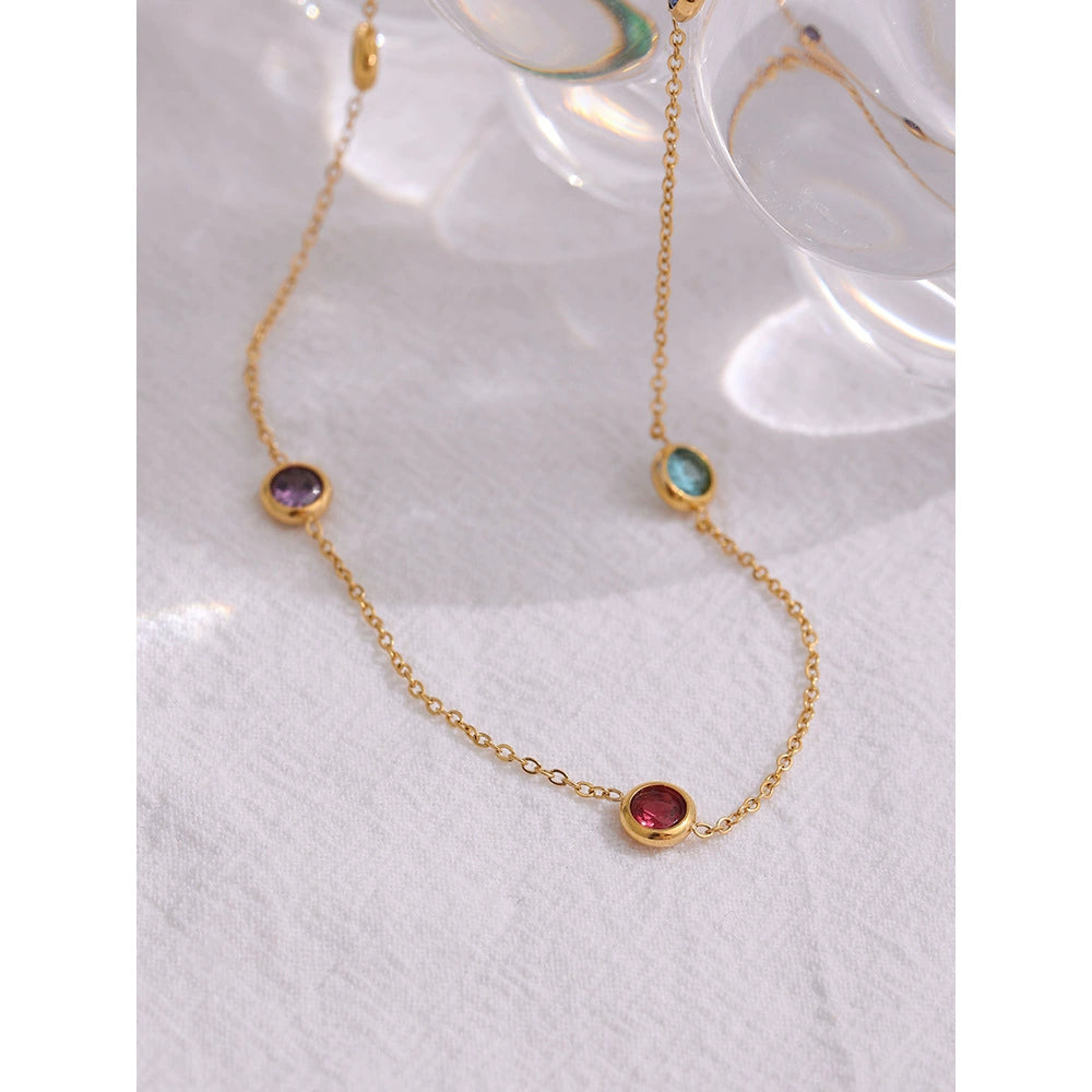 Colorful Gemstone Chain Necklace jltn0677