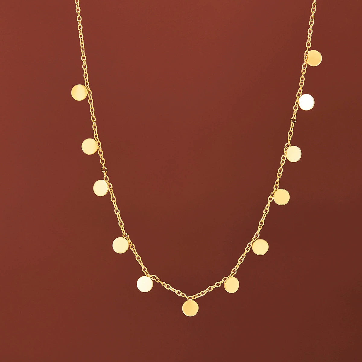 Minimalist Gold Disc Chain Necklace jltn0685