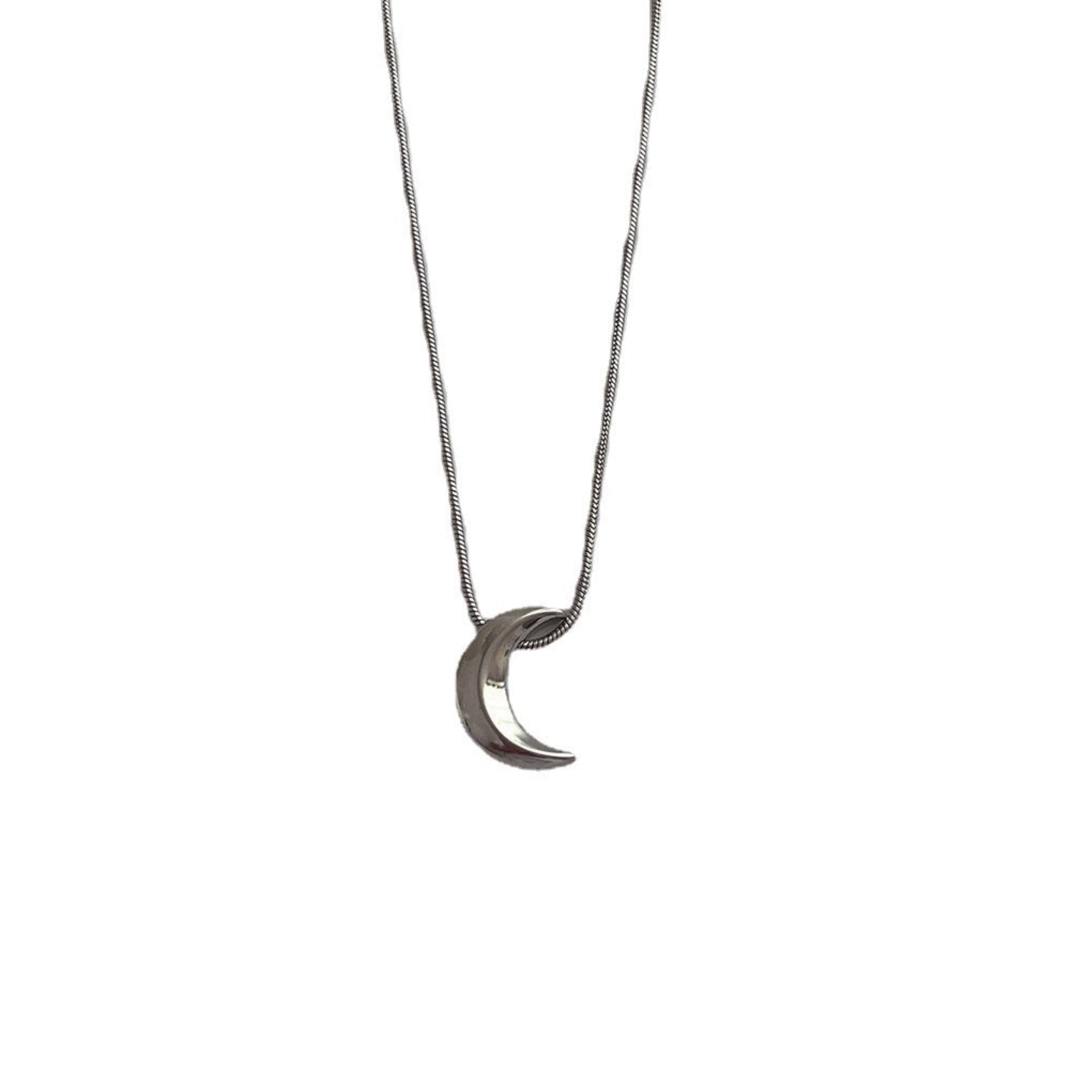 Silver Crescent Moon Necklace  JLTN0689