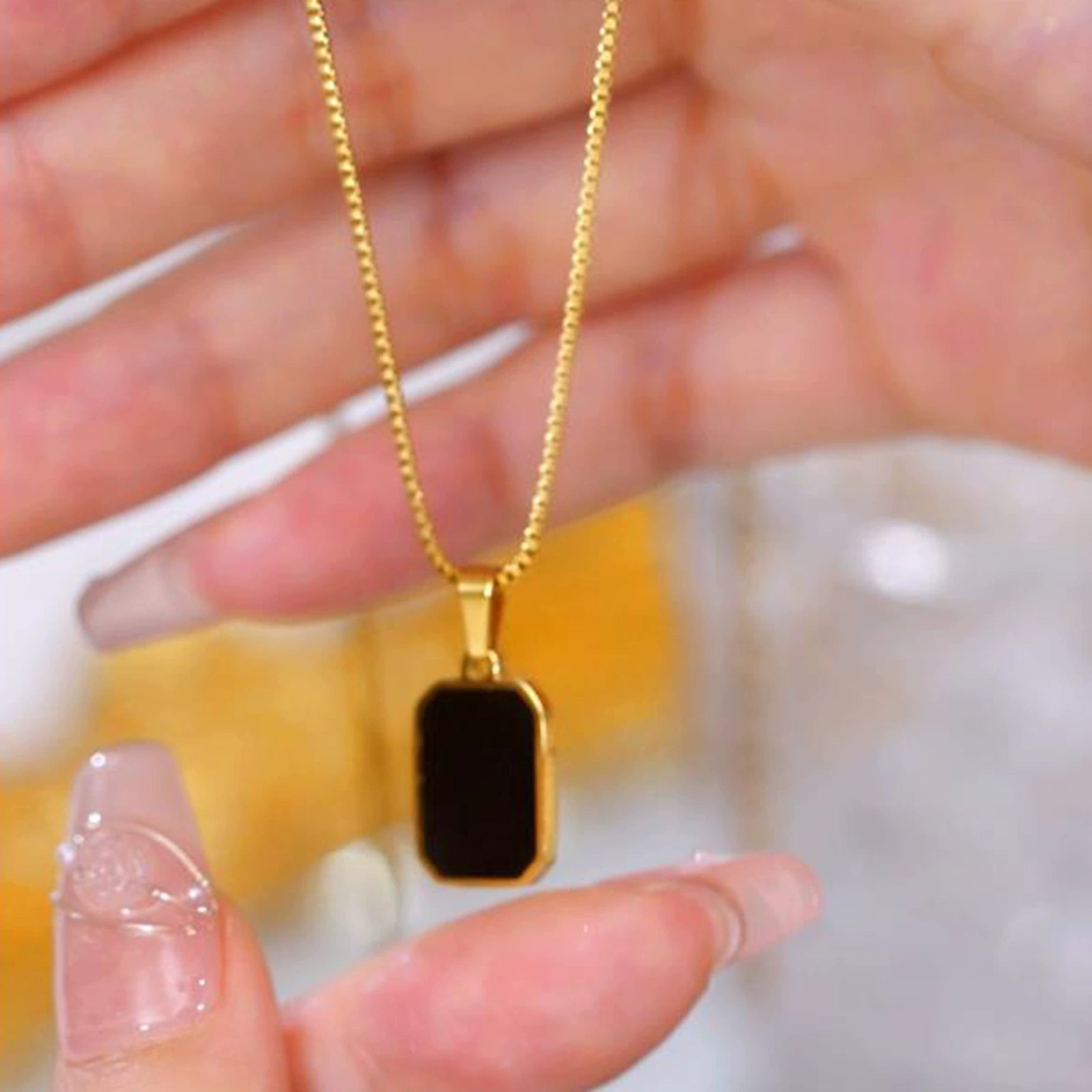 Perfect Black Onyx Pendant Necklace  jltn0691