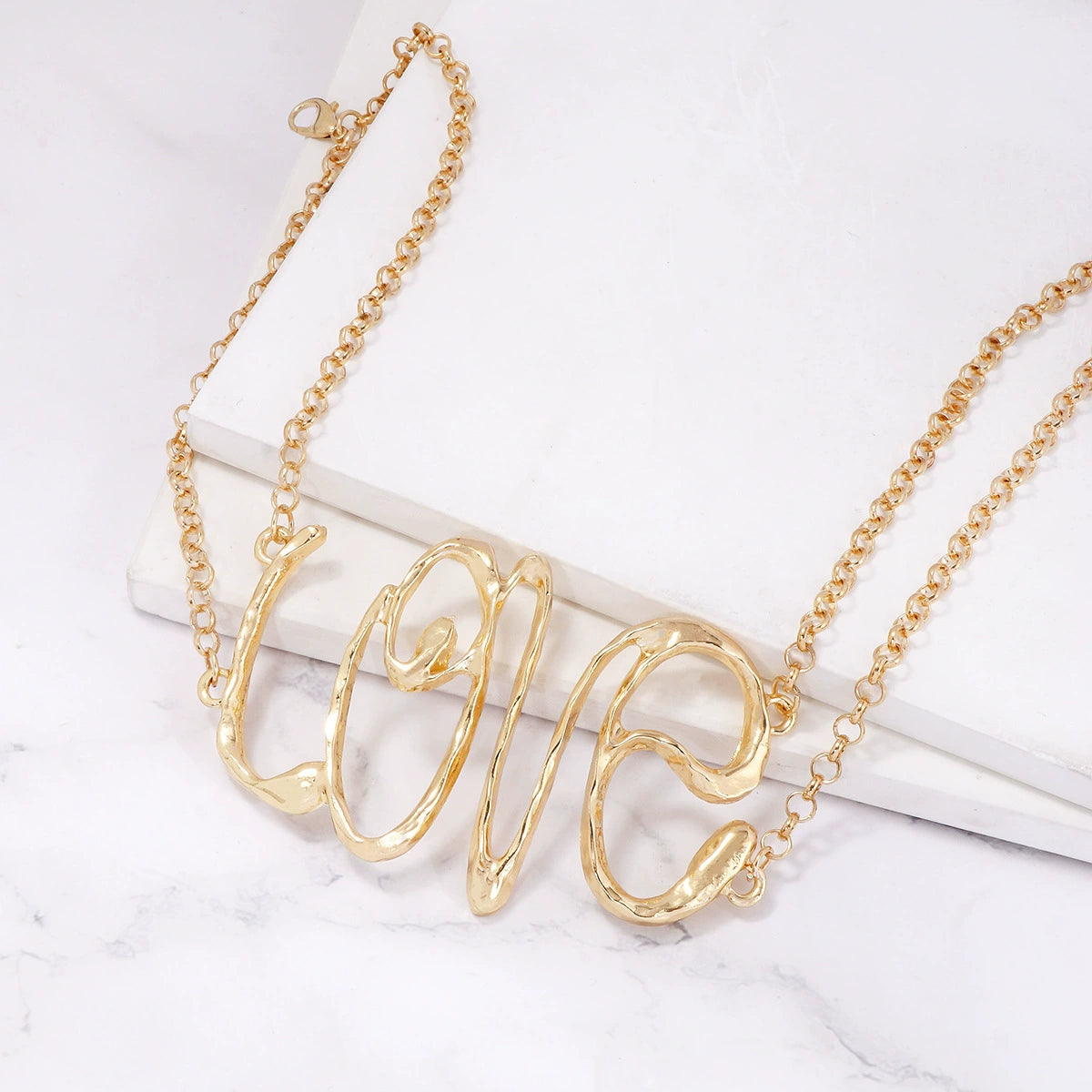 Glided 'LOVE' Statement Necklace  jltn0697