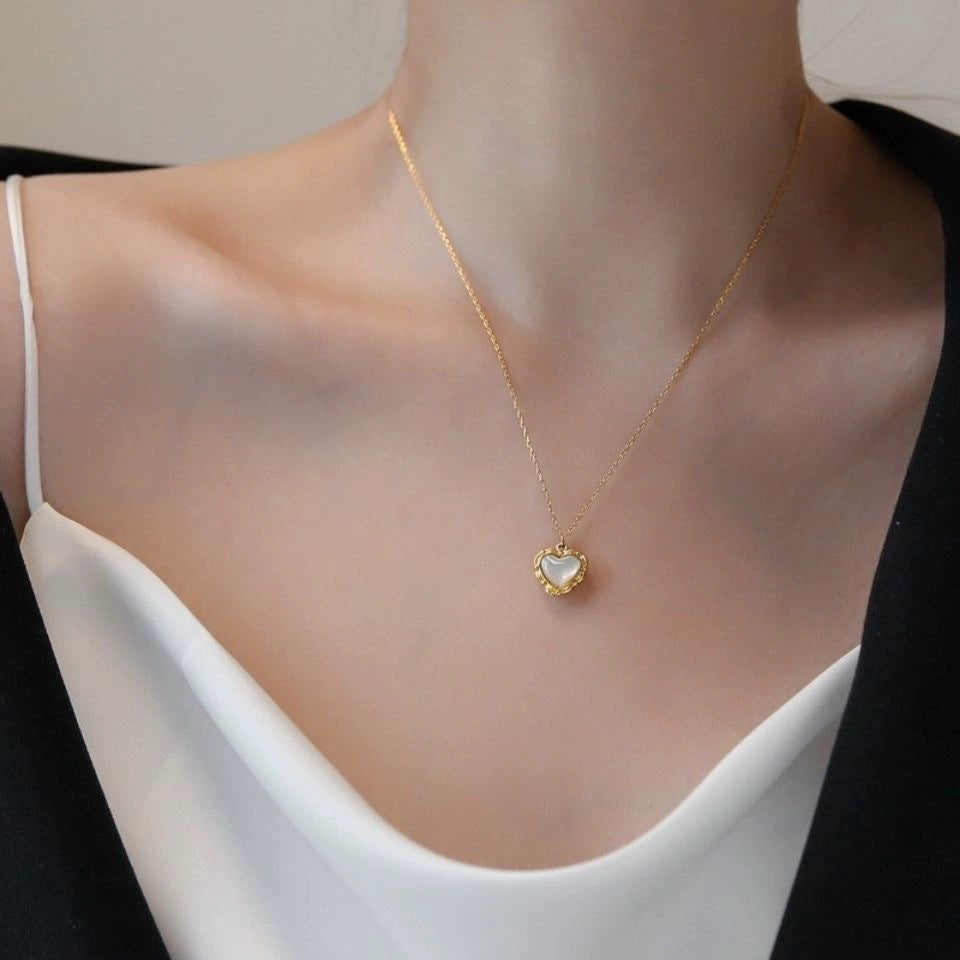 Just Lil Things-Artificial Opal hearl chain- Necklace jltn0718