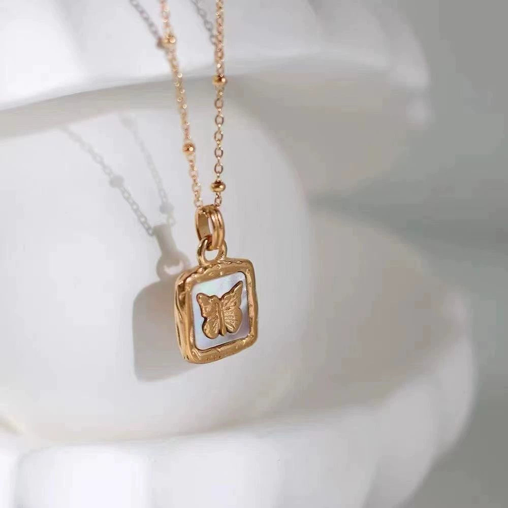 Just lil things- Artificial- Sparkle Framed butterfly pendant chain- Necklace jltn0741