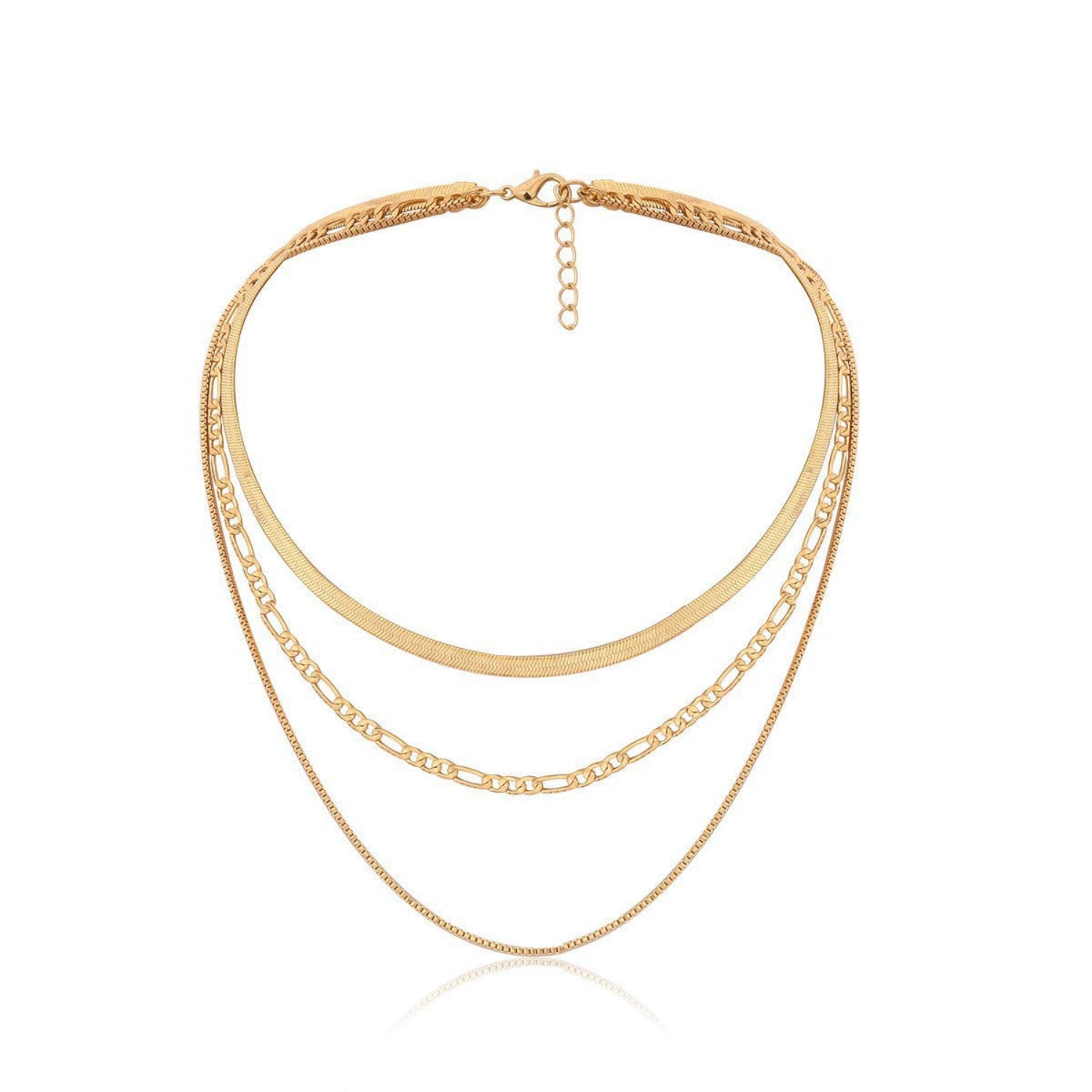 Triple Layered Gold Tone Necklace JLTN0787