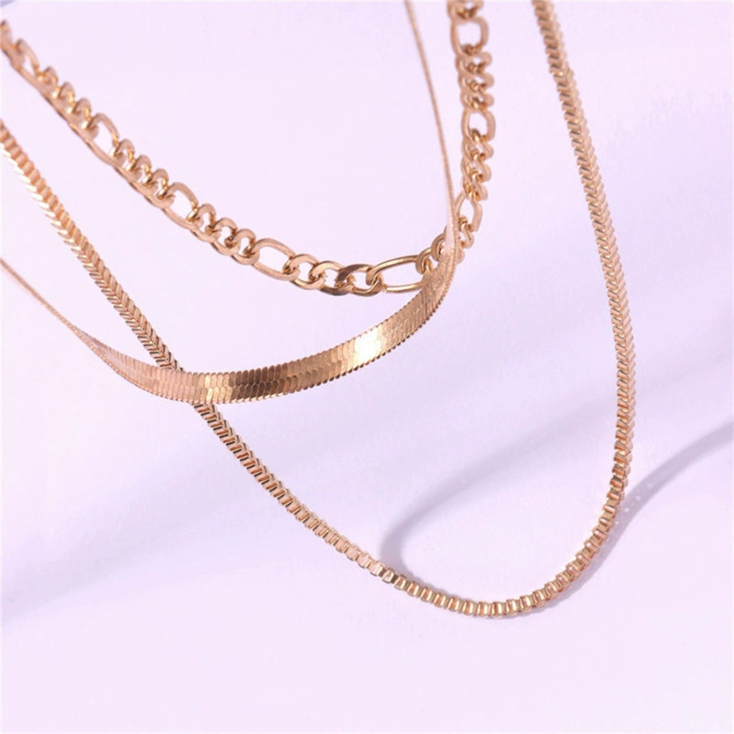 Triple Layered Gold Tone Necklace JLTN0787