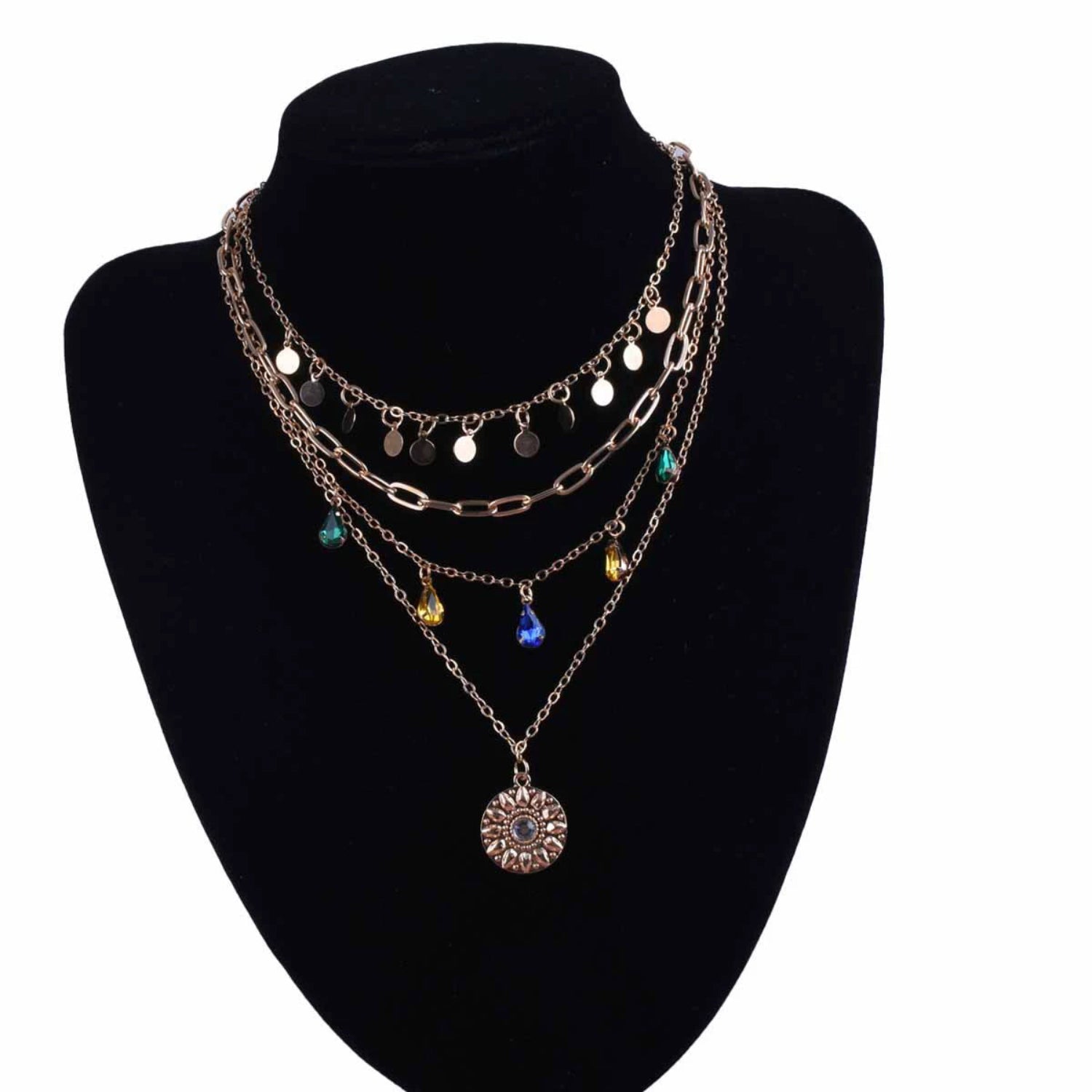 Layered Gold Charm Necklace JLTN0807