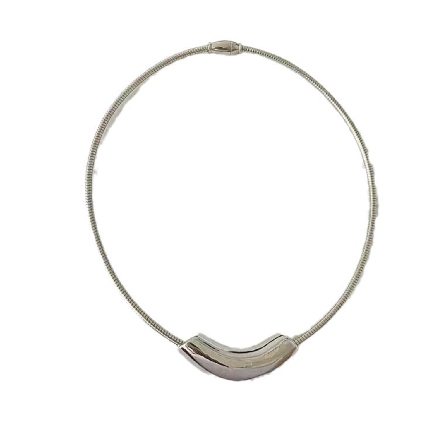 Silver Crescent Choker Necklace JLTN0812