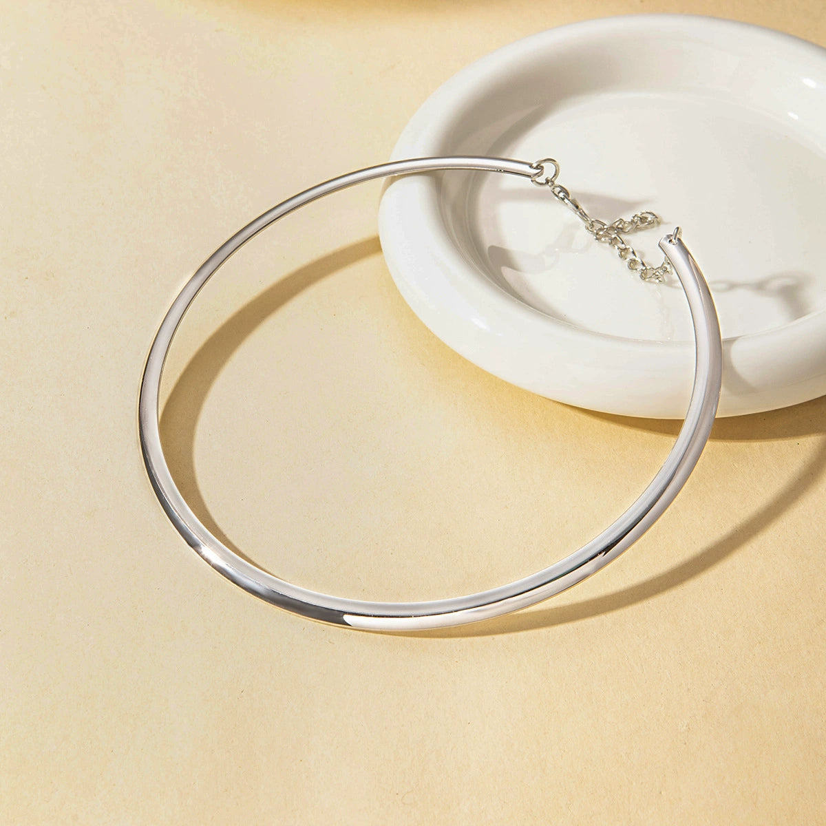 Just Lil Things Artificial Minimal Sleek Silver Choker Necklace jltn0844