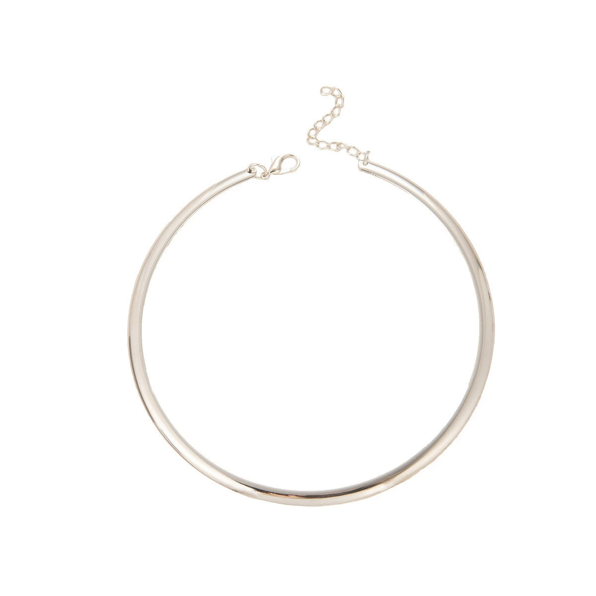 Just Lil Things Artificial Minimal Sleek Silver Choker Necklace jltn0844