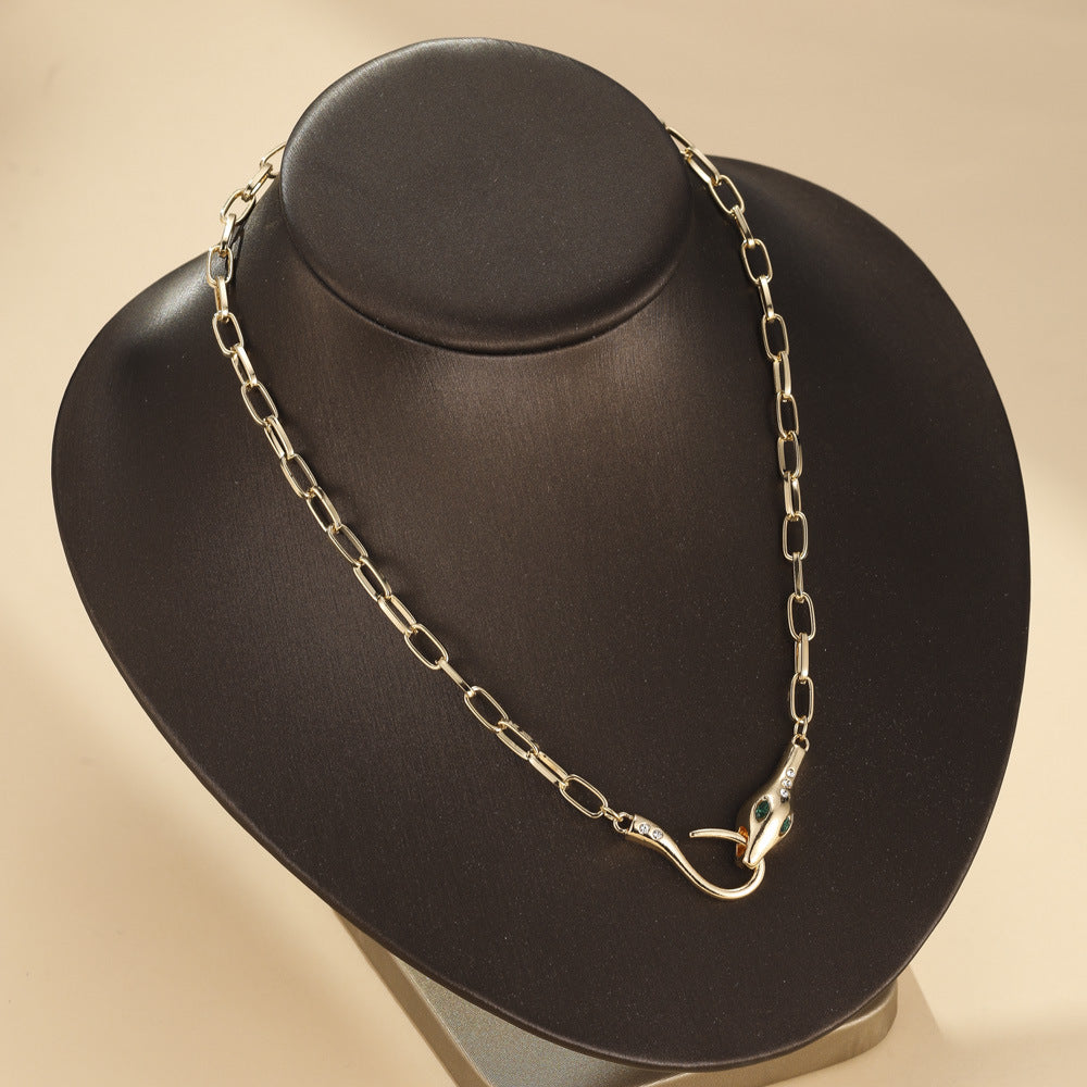 Just lil things -Artificial- A Sleek Elegant vibe snake head curb-Necklacejltn0872