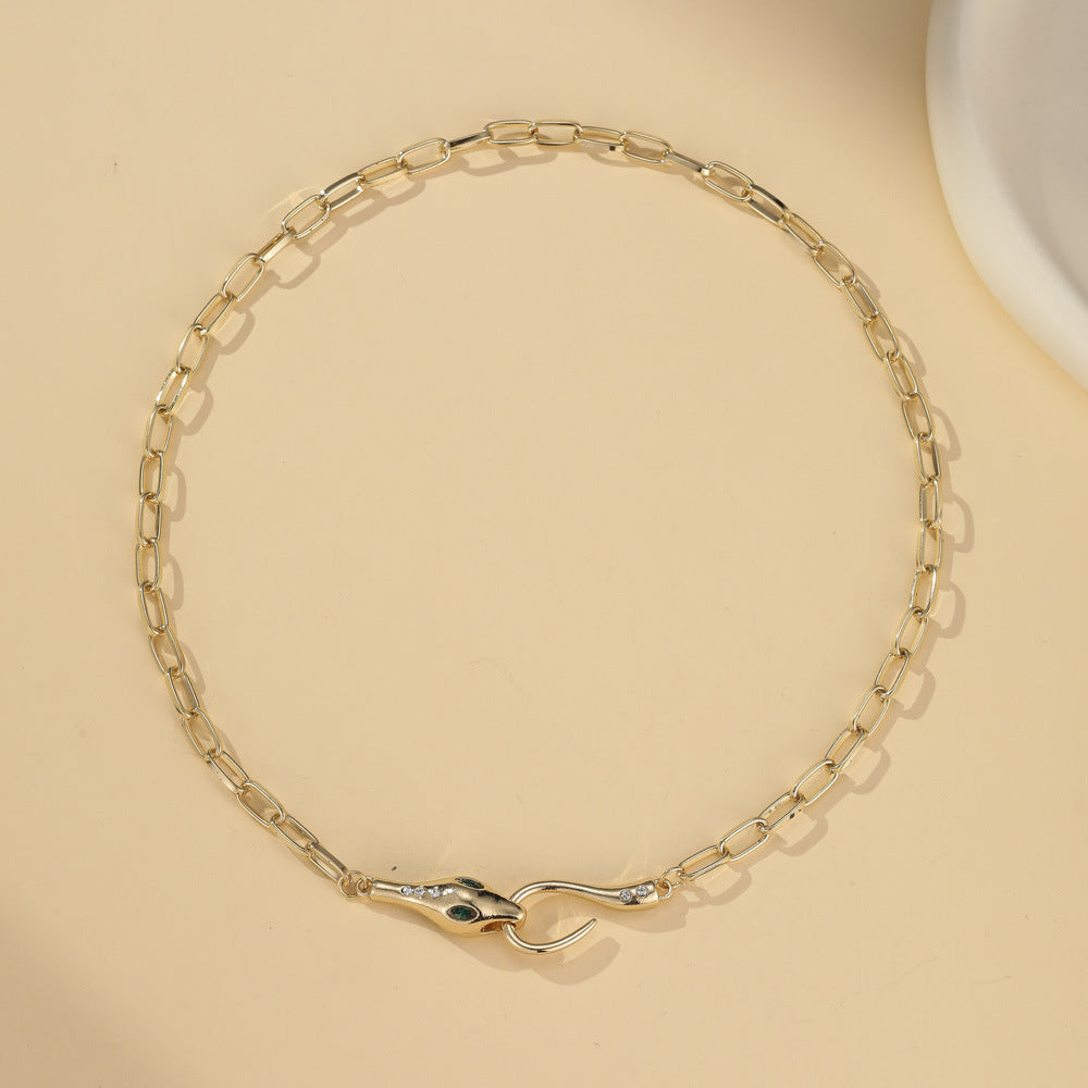 Just lil things -Artificial- A Sleek Elegant vibe snake head curb-Necklacejltn0872