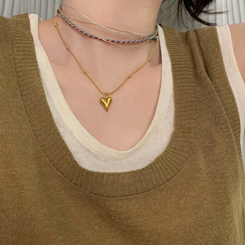 Just lil things Artificial Golden Heart Charm – Minimal Everyday Pendant Necklace