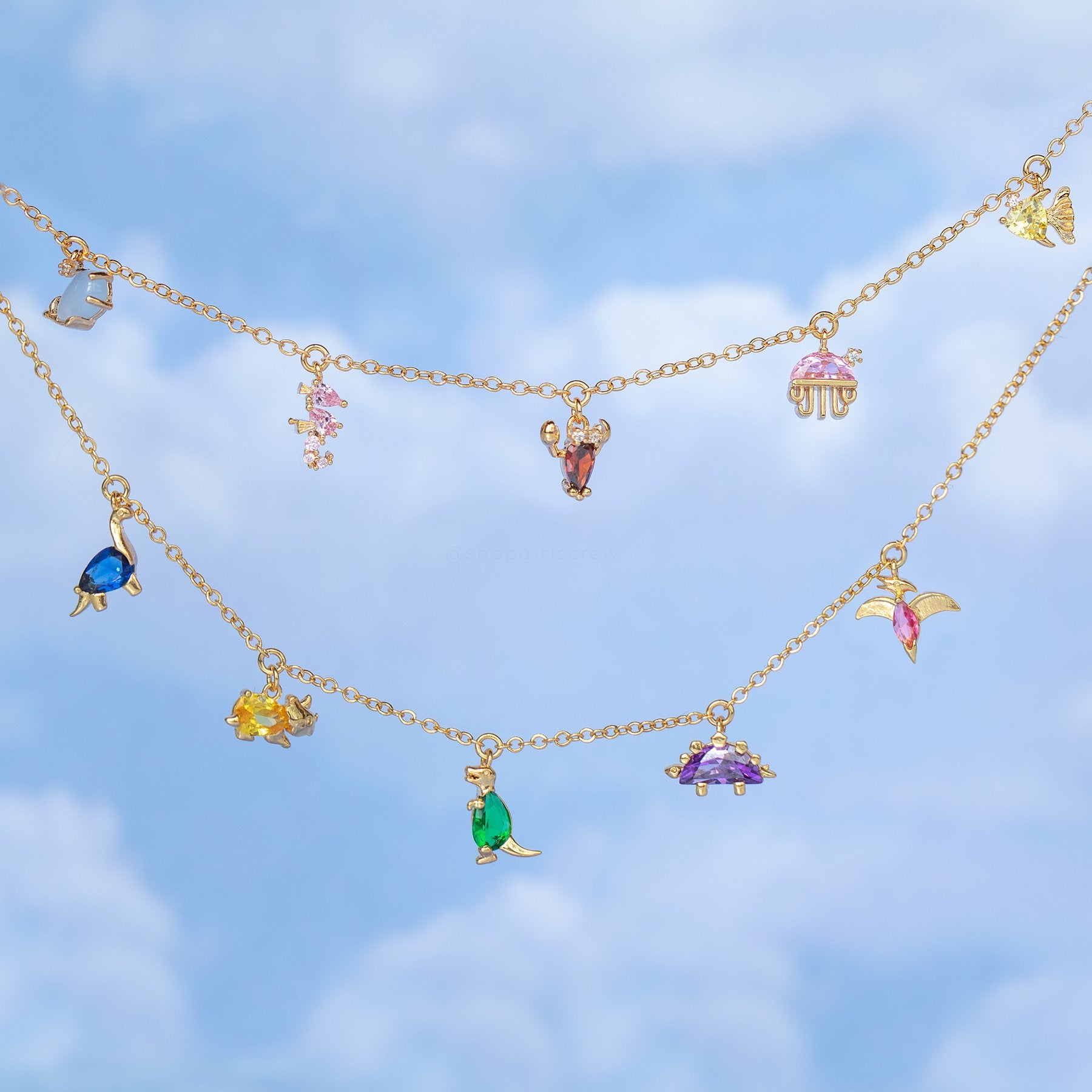 Just lil things Artificial Whimsical Charm with Colorful Mini Pendants Necklace jltn0950