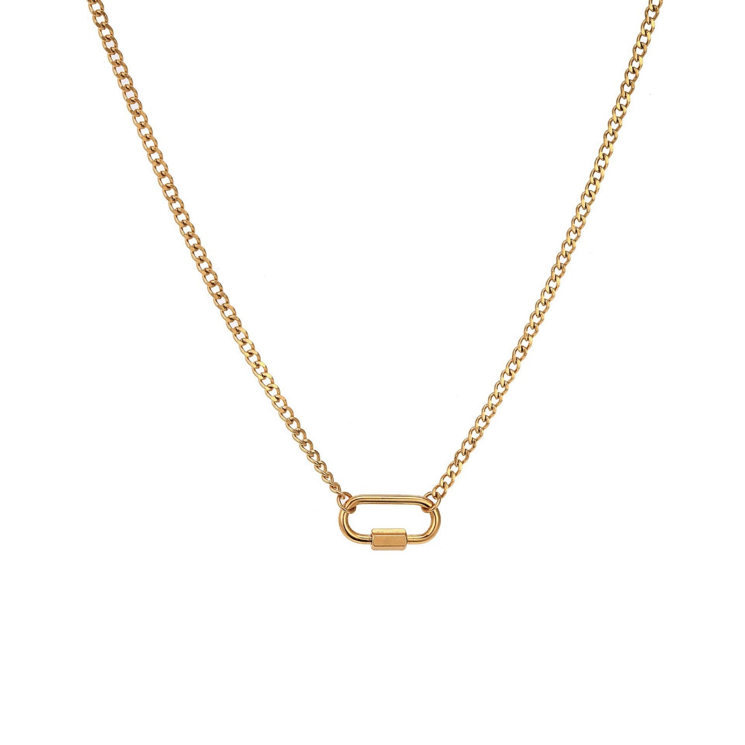 Just Lil Things Minimal Lock Link Gold Chain Necklace jltn1078