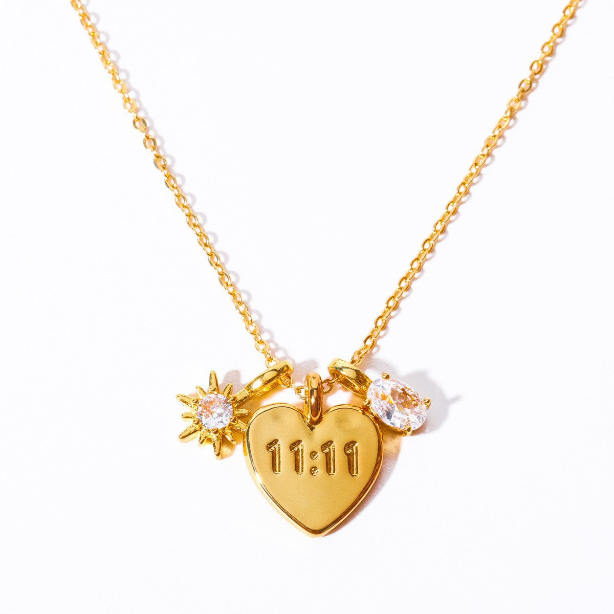 Love Heart 11:11 Lucky Gold Necklace jltn1151