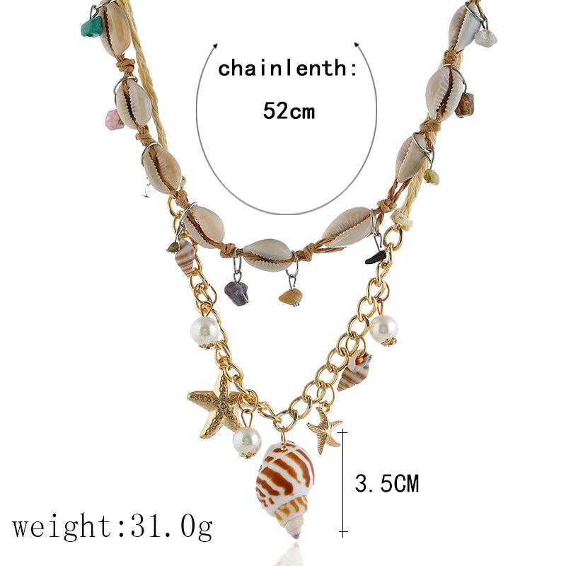 Colourful Conch Shell Boho Beads Necklace jltn1155