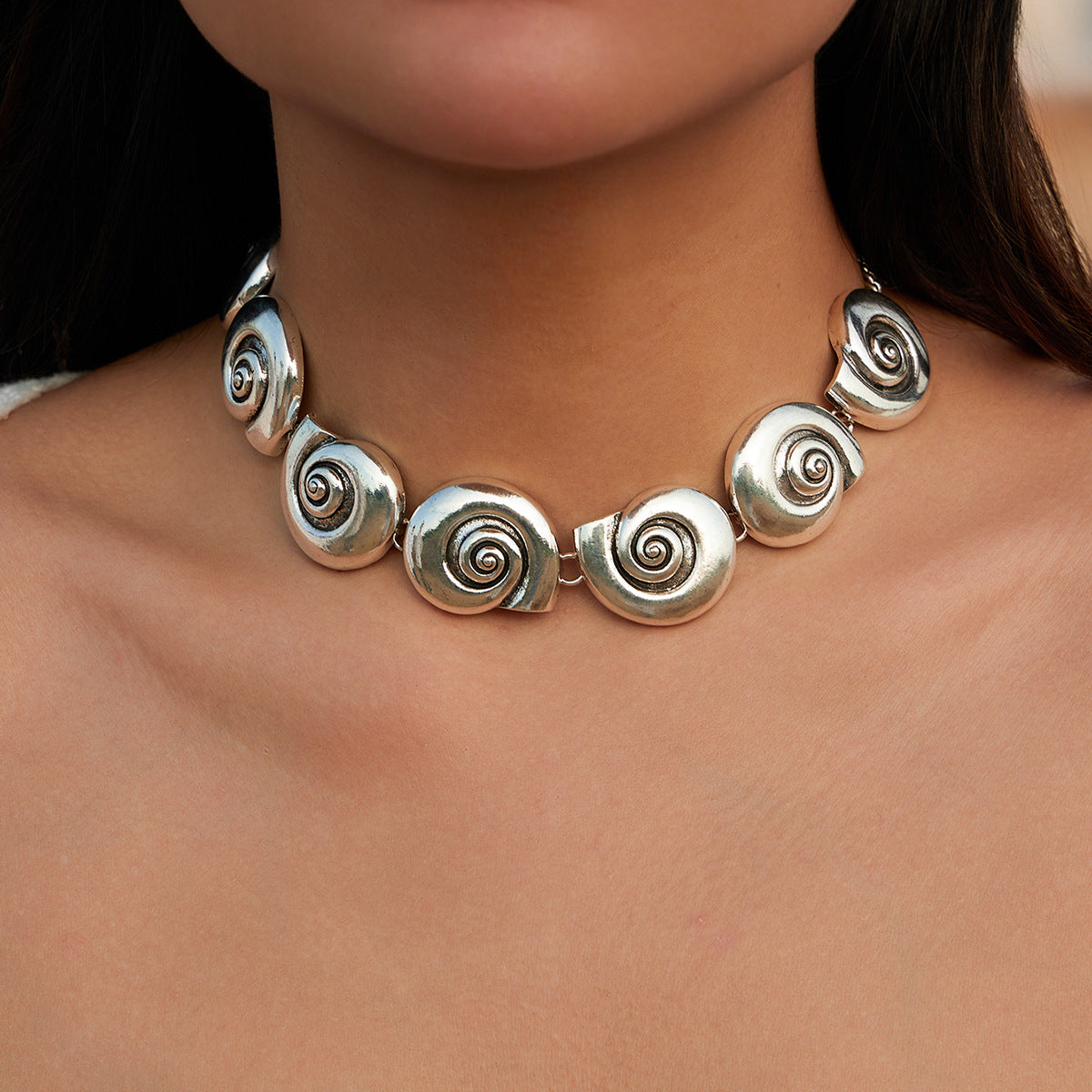 Spiral Snail Shell Silver Necklace JLTN1158