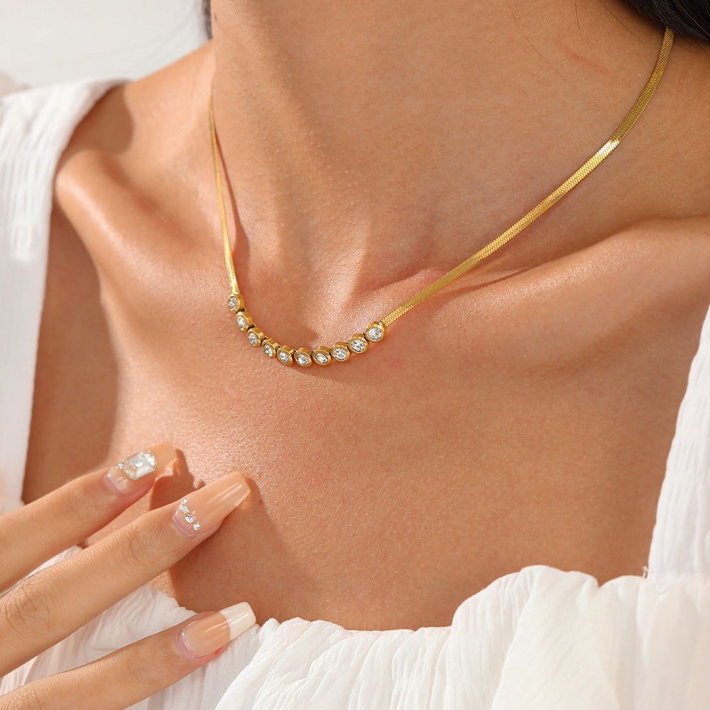 Round CZ Choker White Necklace JLTN1159