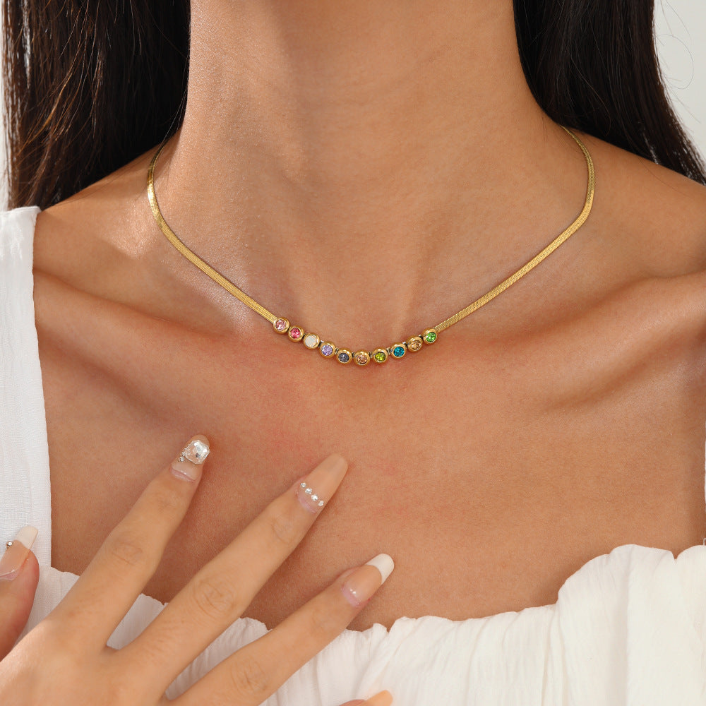 Round CZ Choker Multicolor Necklace JLTN1160
