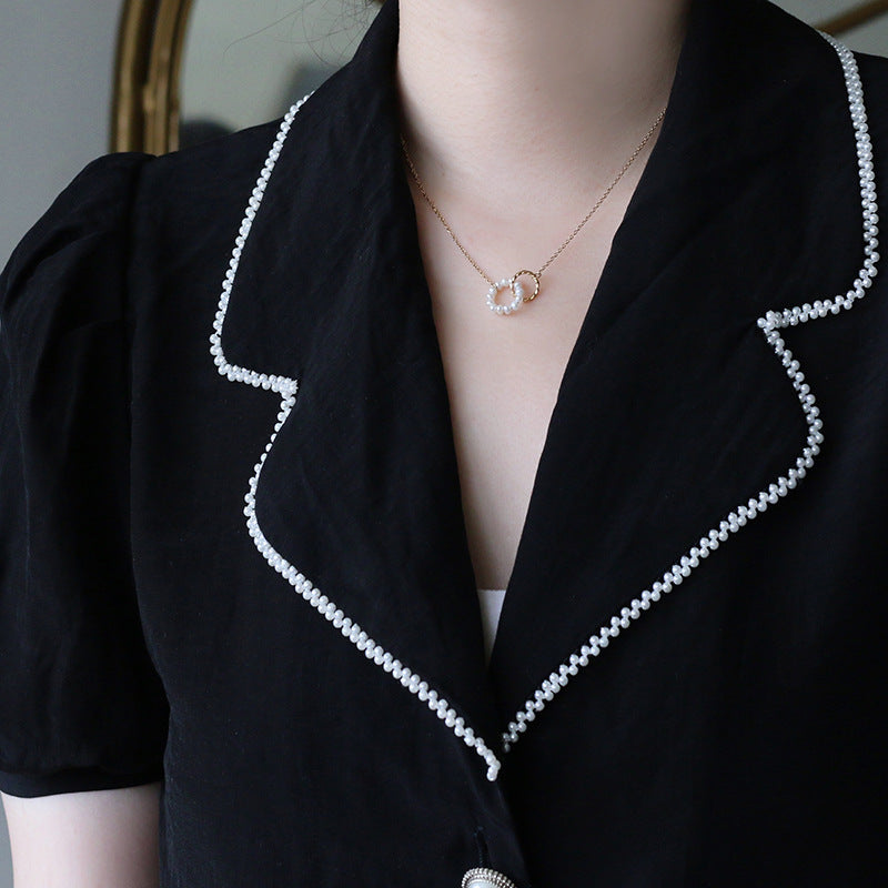 Round White Pearl Gold Necklace JLTN1168
