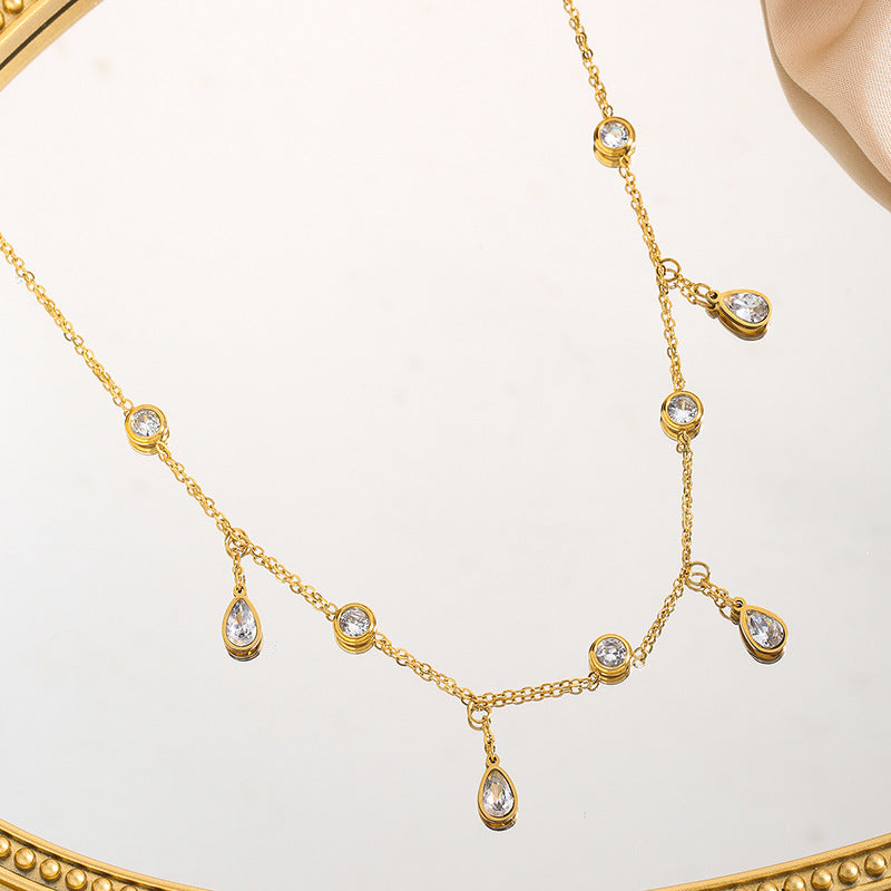 Emerald White Dangle Gold Necklace JLTN1183