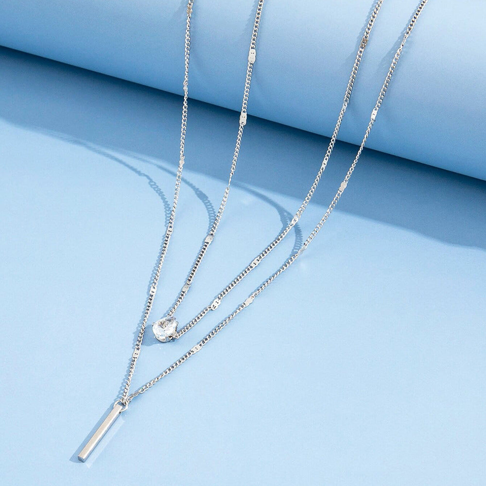 Adjustable Bar Double Layer Silver Necklace JLTN1205